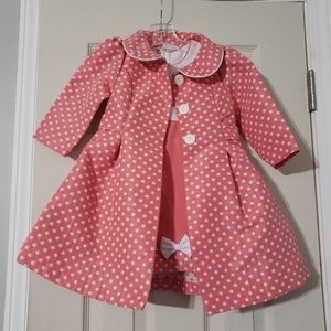 Bonnie Jean Pink Polka Dot Dress and Coat Set